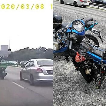 Penghantar Makanan Terpelanting Tinggi Selepas Kereta BMW Dihadapannya 'Pancung' Mengejut