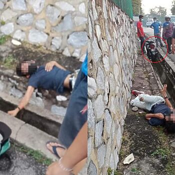 Panik Dengar Jeritan Mangsa, Peragut Ini Terima Balasan 'Cash' Terbabas Ke Dalam Longkang