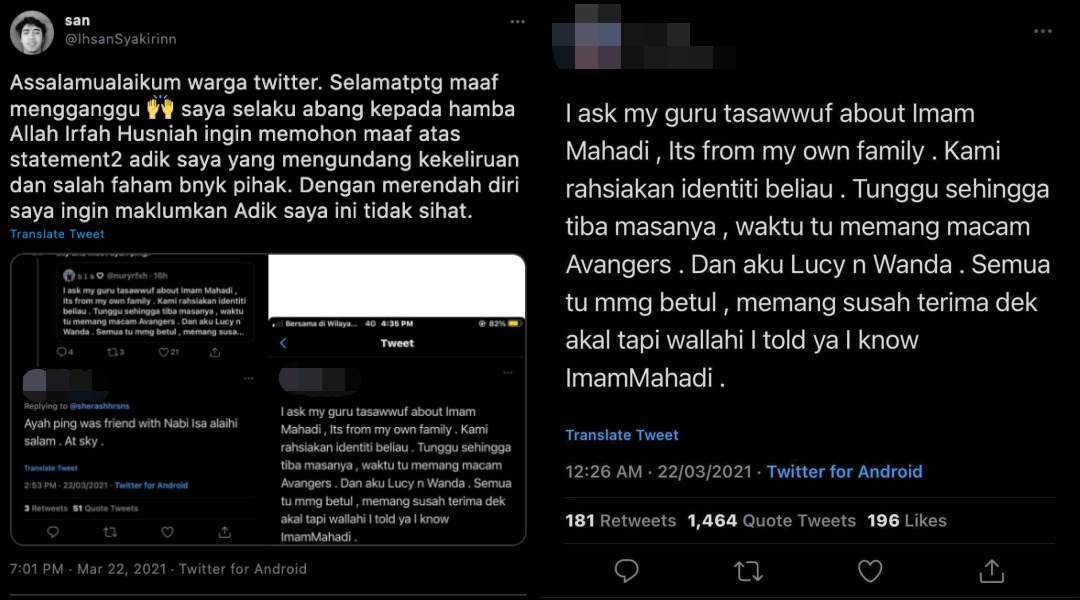 Isu Wanita Mengaku Jumpa Imam Mahdi, Keluarga Tampil Beri Penjelasan Dan Minta Hentikan Kecaman