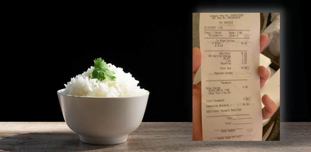 Orang Ramai Kecam Hotel Di Singapura, Jual Semangkuk Nasi Putih Pada Harga RM25.00