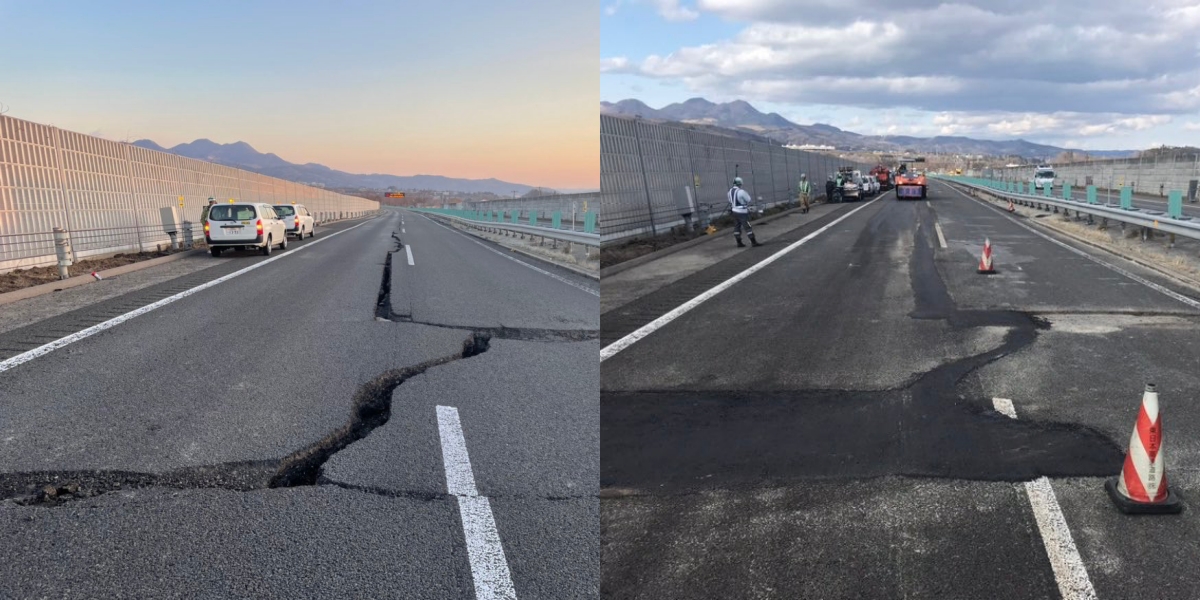 Lebuh Raya Di Jepun Yang Rosak Teruk Akibat Gempa Bumi Siap Dibaiki Kurang 16 Jam