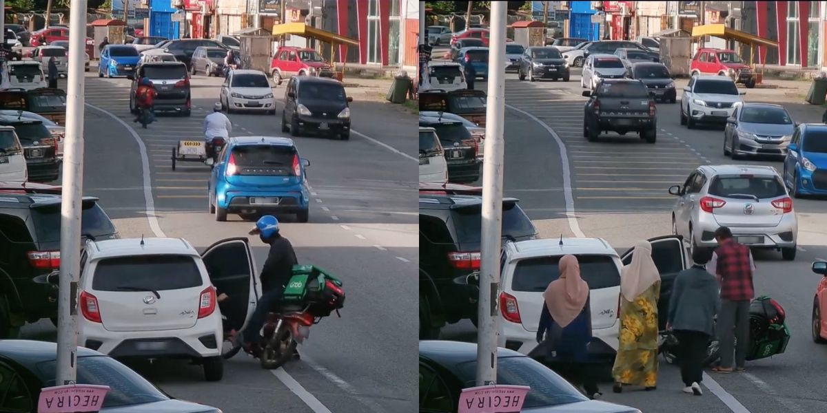 Semberono Buka Pintu Sehingga 'Rider' Jatuh, Tindakan Axia Ini Buat Netizen Berang