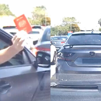 Rasa 'Buku Merah' Cukup Berkuasa, Pemandu Honda Tunjuk Pasport Malaysia Untuk Potong Barisan