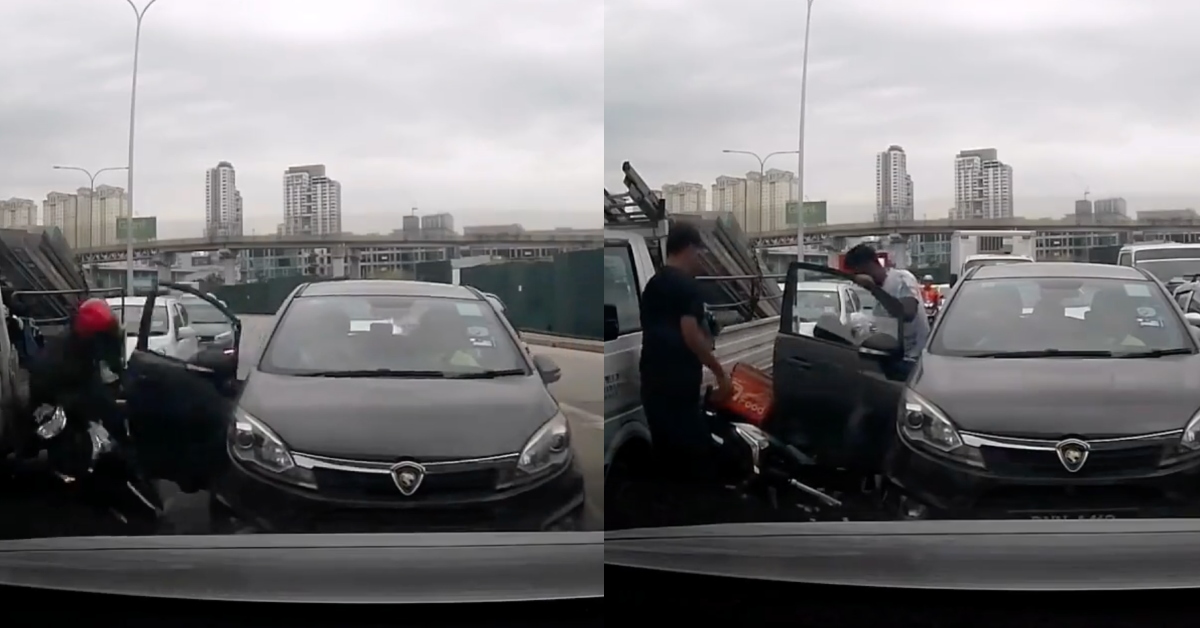 Membabi Buta Buka Pintu Kereta, Netizen Kasihan Lihat Rider Jatuh Akibat Tindakan Pemandu Ini