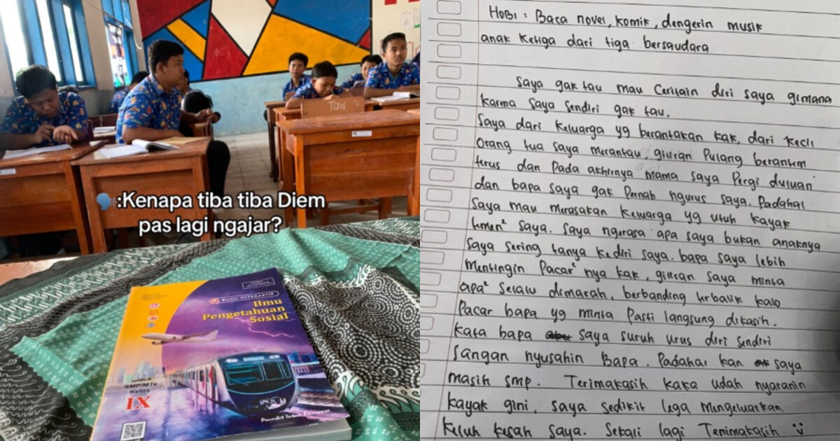 Guru Terima Surat Dari Murid Mengaku Keluarganya Pecah Belah, Isinya Buat Ramai Tersentuh