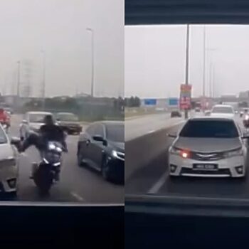 Penunggang Motosikal Dapat Malu, Sakit Selepas Tendang Kereta