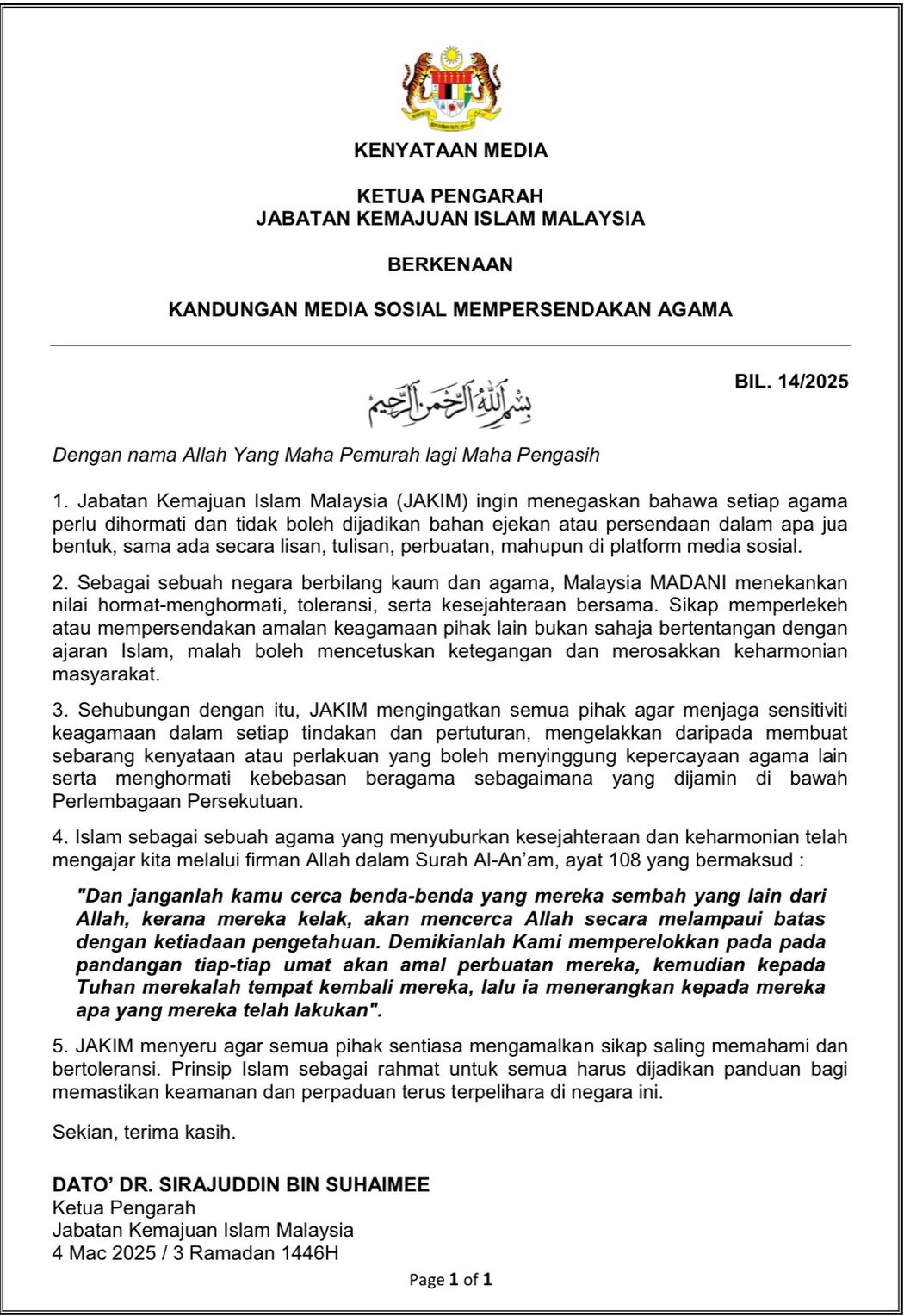 JAKIM Kesal Tindakan 3 Penyampai Radio Persenda Agama Lain 4 JAKIM