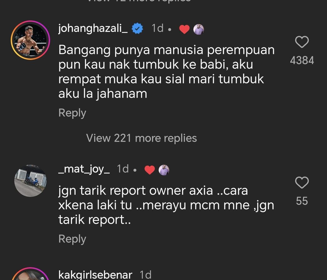 Johan Ghazali Ajak Lelaki Pukul Perempuan Untuk Bertumbuk Dengannya