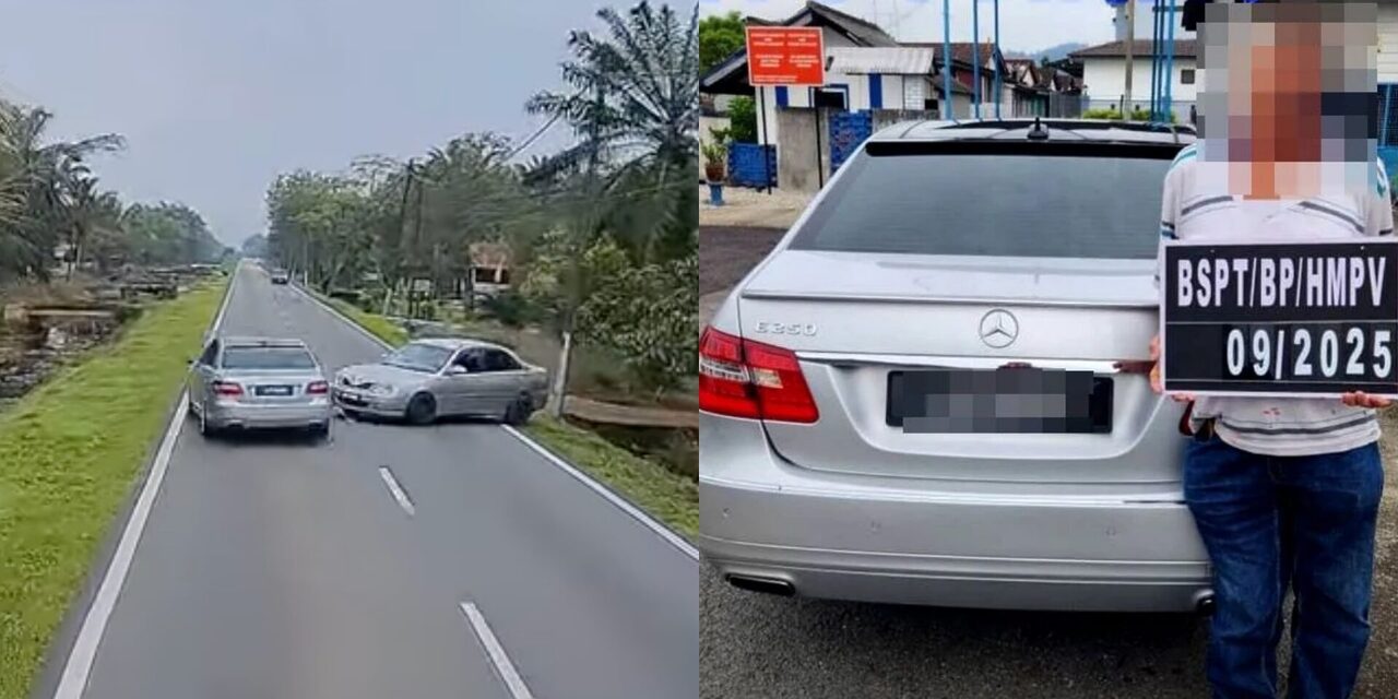 Nyaris Berlanggar Dengan Waja, Pemandu Mercedes Warga Emas Ditangkap