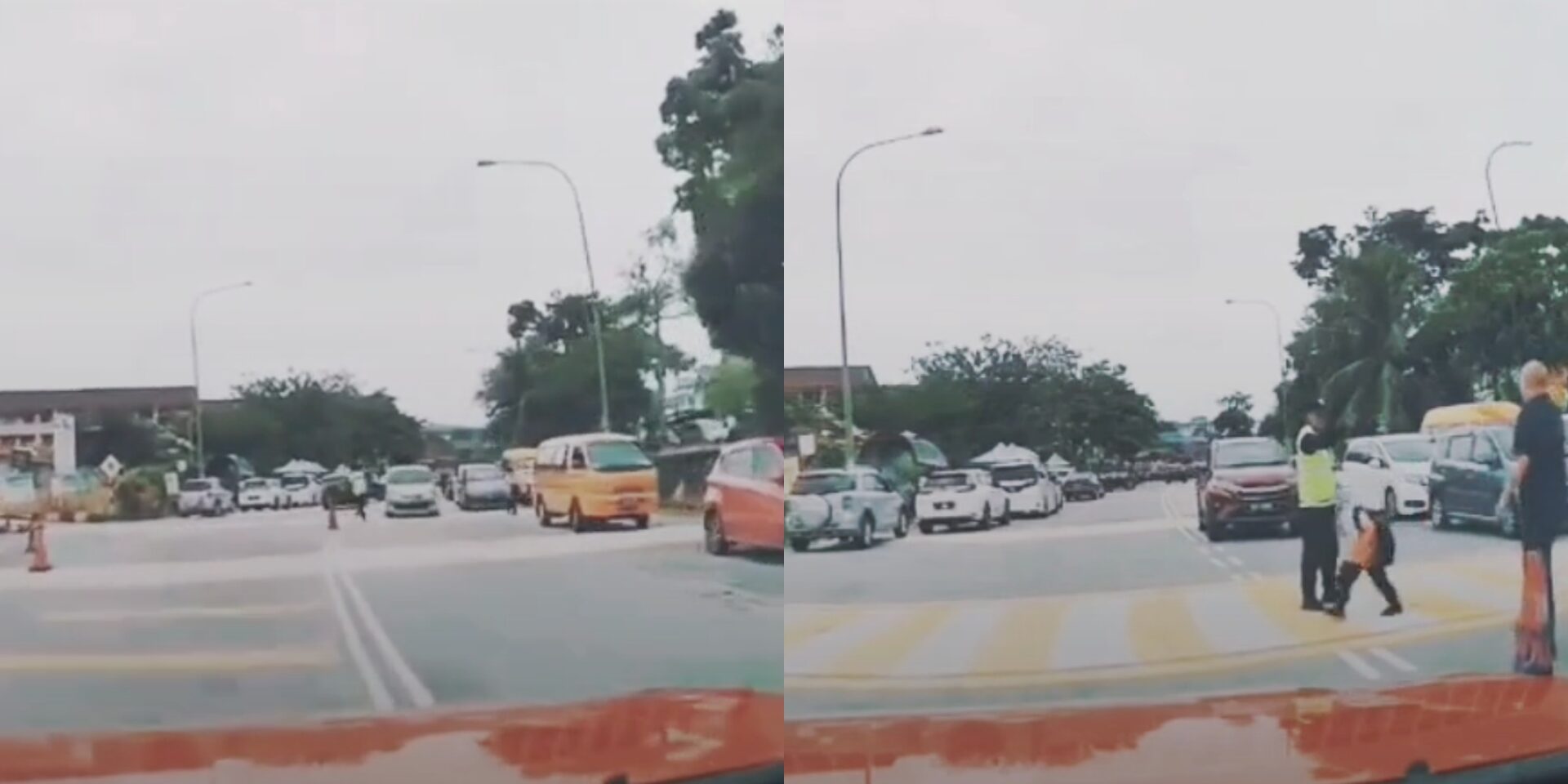 Netizen Sokong Cara Pak Guard 'Ajar' Pemandu Langgar Lintasan Zebra Depan Sekolah