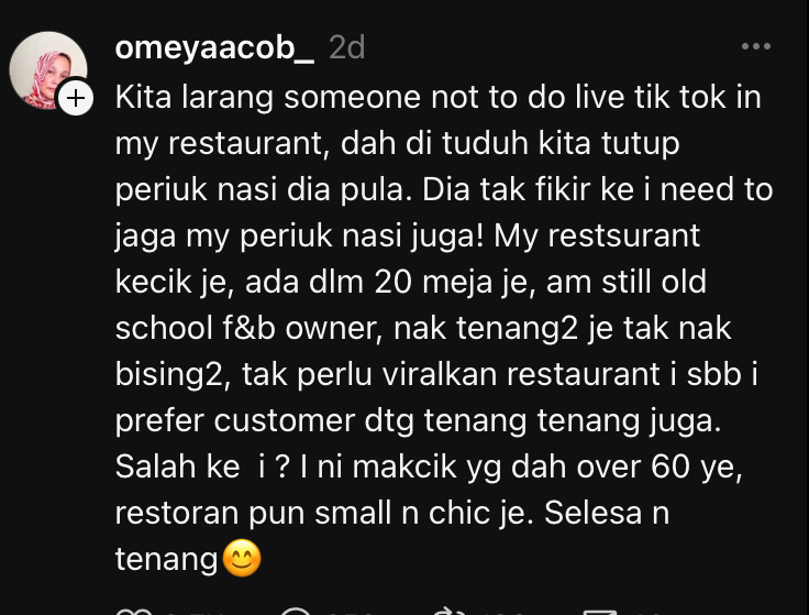 Ekoran Larang Buat ‘Live’, TikToker Tuduh Pemilik Restoran Sengaja Tutup Periuk Nasinya 2 TikToker