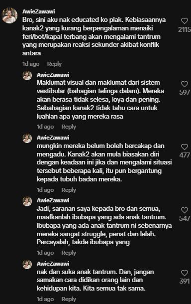 Lelaki Bengang Kanak Kanak Menangis Dalam Feri Kecam Balik Netizen