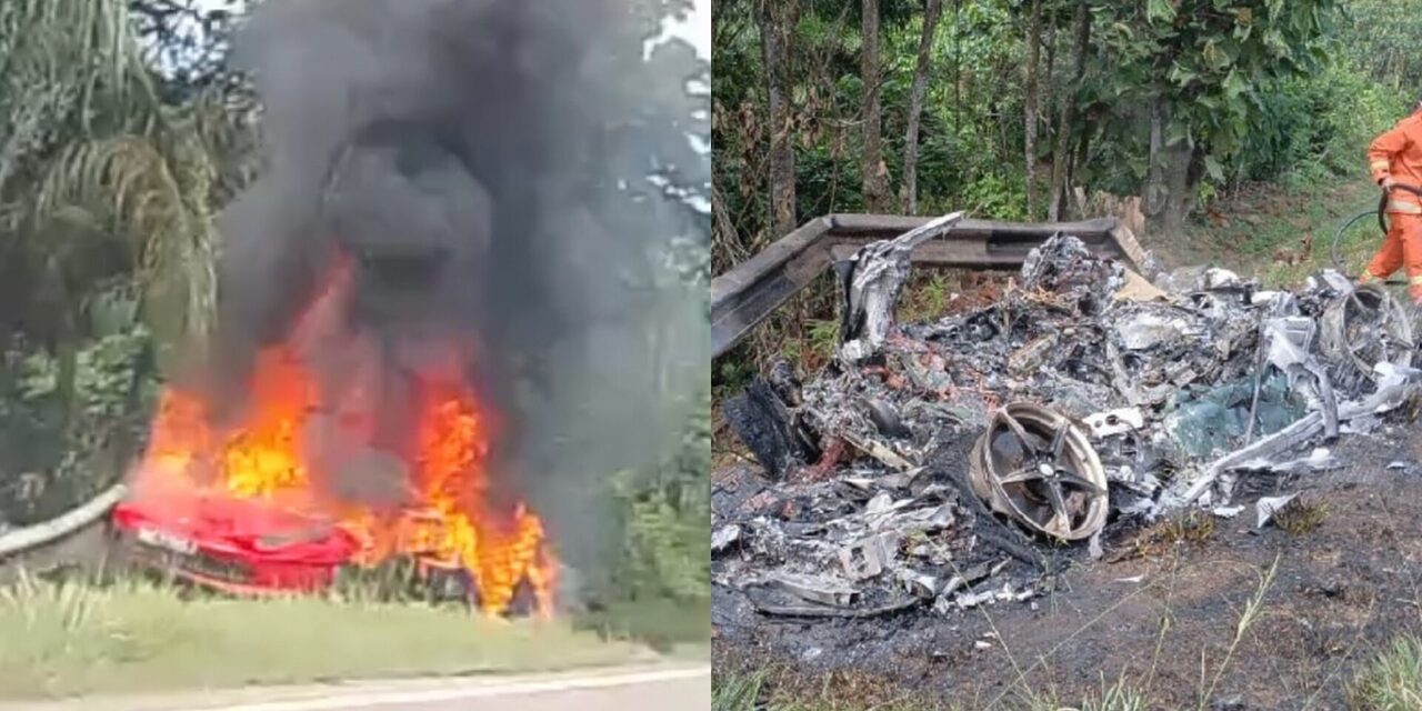 Ferrari Terbakar Langgar Penghadang, Pemandu Singapura Didenda