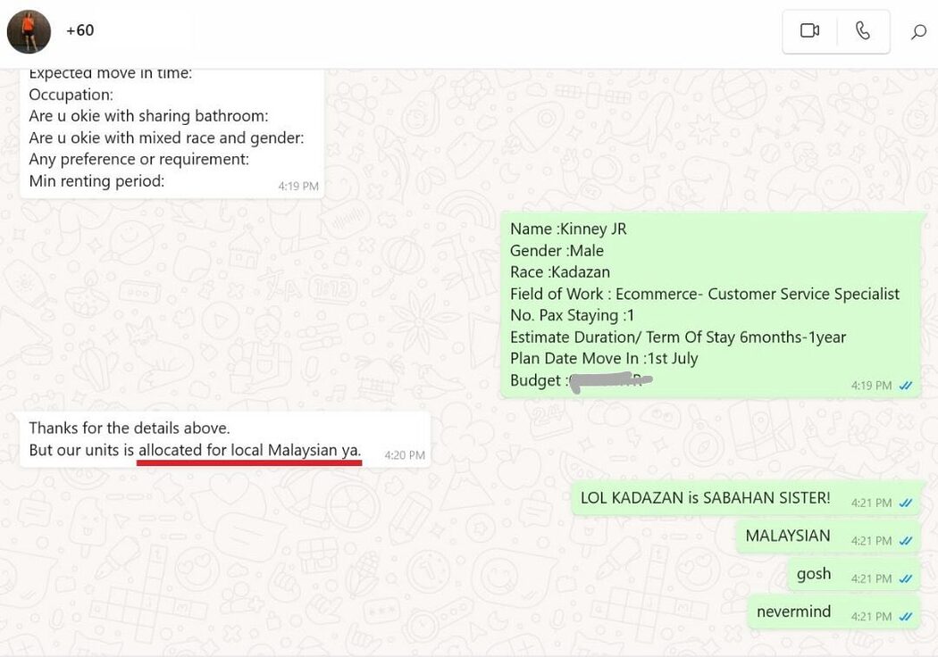 Lelaki Kadazan Terkejut Ejen Hartanah Tak Bagi Sewa Bilik Atas Alasan 'Tak Cukup Malaysian' 2 kadazan