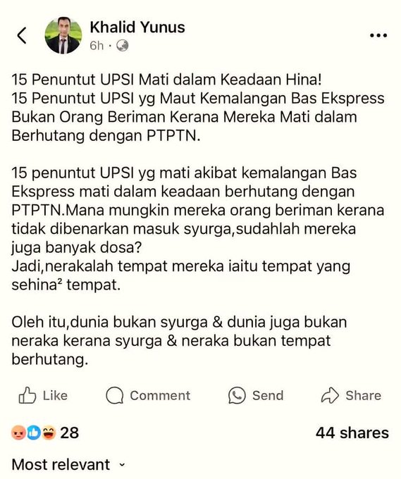 Guru Ini Anggap Pemergian 15 Pelajar UPSI Dalam Keadaan Hina 2 UPSI