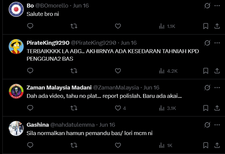 'Kita Perlu Ramai Lagi Macam Ni' - Netizen Puas Hati Lihat Lelaki Maki Pemandu Bas Bawa Laju 3 'Kita Perlu Ramai Lagi Macam Ni' - Netizen Puas Hati Lihat Lelaki Maki Pemandu Bas Bawa Laju