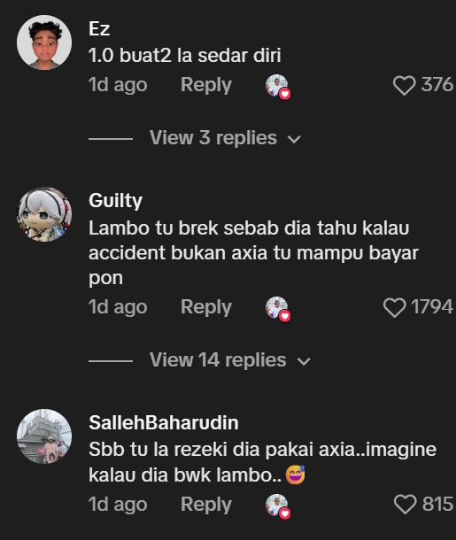 Axia Terlebih 'Confident' Menyelit Secara Merbahaya Untuk Potong Lamborghini Ketika Jalan Jem 3 Axia