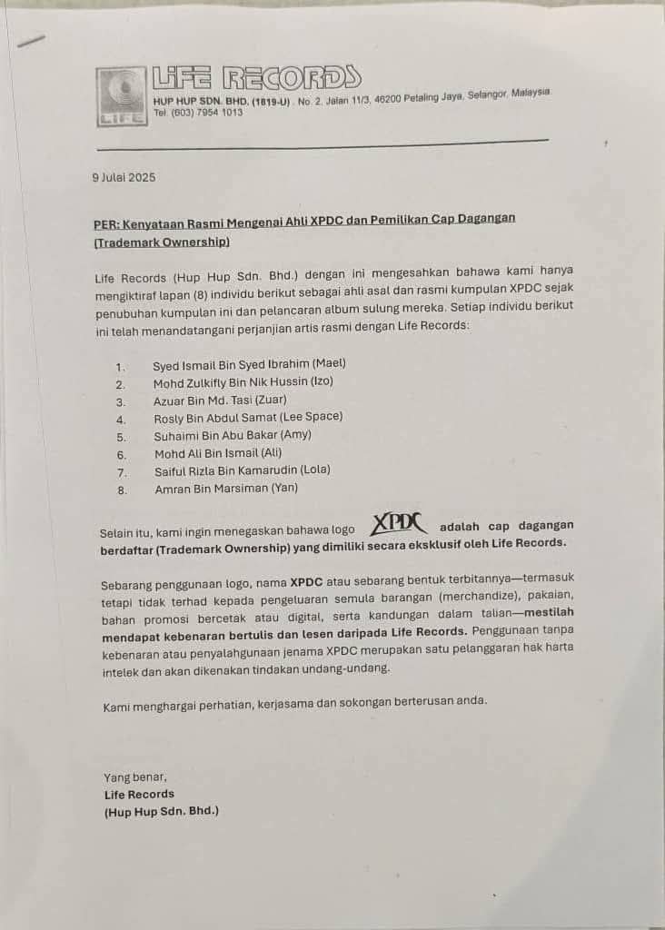XPDC Milik Life Records, Ini 8 Anggota Asal Yang Sah, Tindakan Perundangan Menanti Pihak Yang Plagiat 3 Xpdc