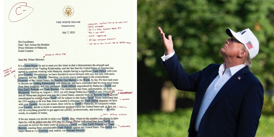 ‘Hanya Layak Dapat C-‘ – Lelaki Ini Dedah Kualiti Surat Rasmi Presiden Trump Kepada PMX