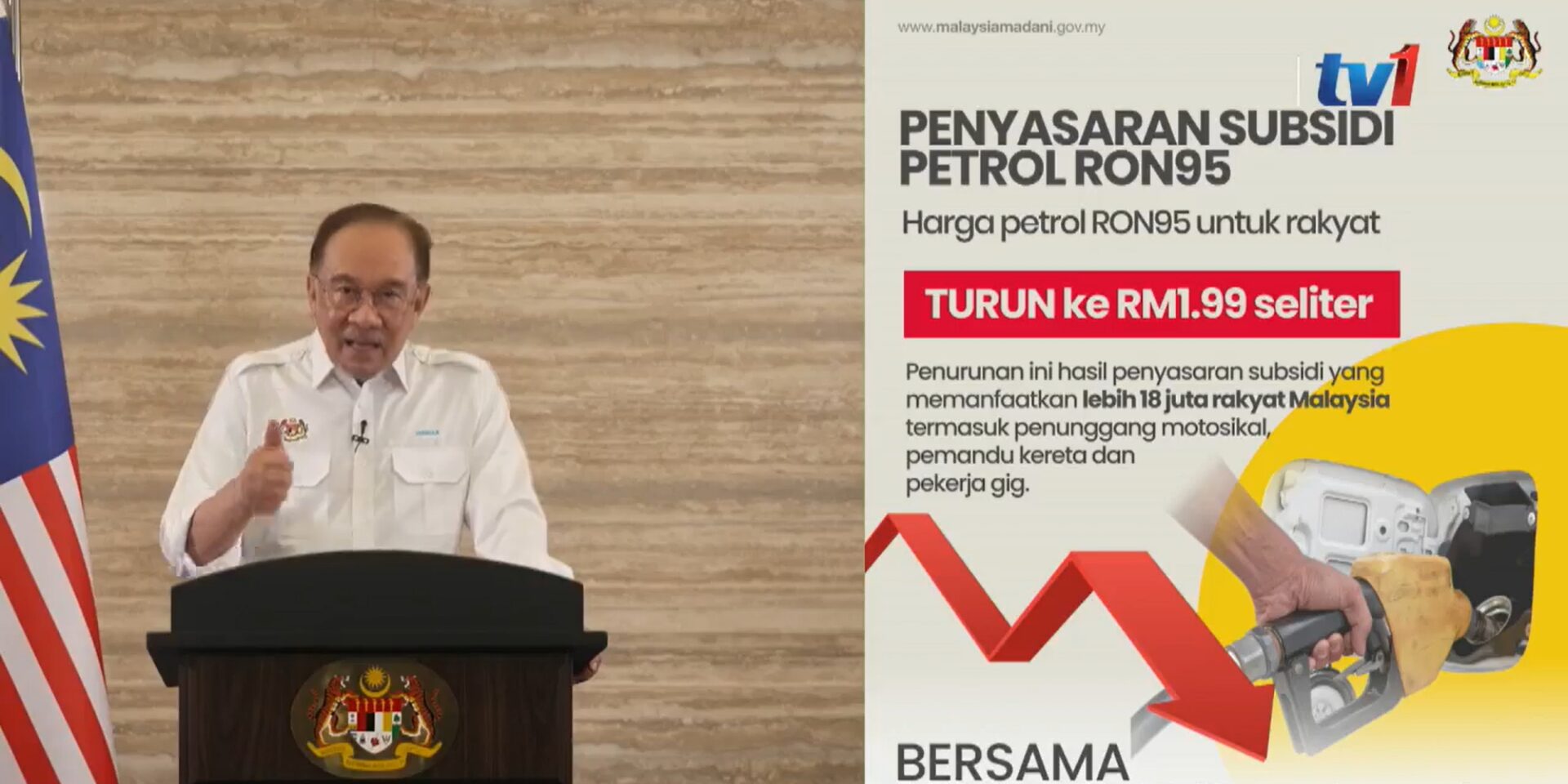 'Harga RON95 Bakal Turun RM1.99 Seliter Hanya Untuk Rakyat Malaysia' - Anwar Ibrahim
