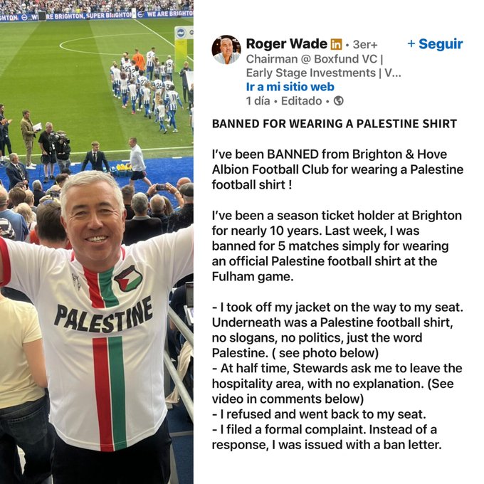 Penyokong Kelab EPL Ini Dihalang Masuk Stadium Ekoran Pakai Baju Palestine 2 EPL