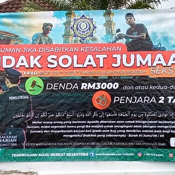 Ponteng Solat Jumaat Di Terengganu, Boleh Didenda RM3,000, Penjara 2 Tahun
