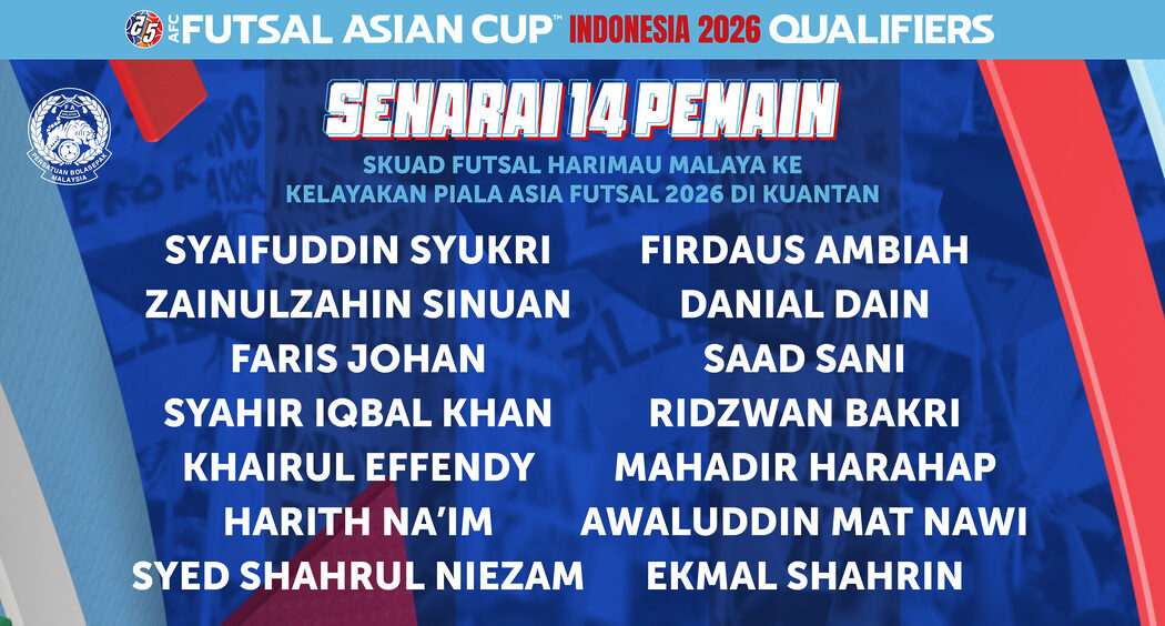 Senarai Akhir Skuad Malaysia Ke Kelayakan Piala Asia Futsal 2026