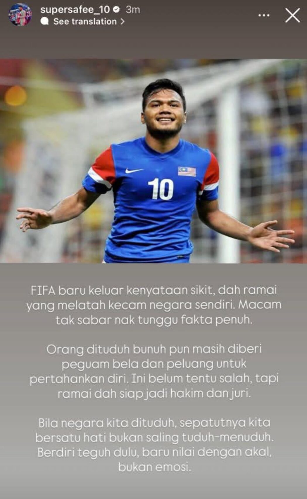 Safee Sali Tempelak Segelintir Penyokong Malaysia Yang Cepat Melatah Kecam Negara Sendiri 2 Safee Sali Tempelak Segelintir Penyokong Malaysia Yang Cepat Melatah Kecam Negara Sendiri