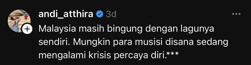 Penulis Skrip Indonesia Bising Carta Lagu Malaysia 'Terlalu’ Global, Netizen Tempelak Miliki Ekonomi Baik Lebih Penting 2 Penulis Skrip Indonesia Bising Carta Lagu Malaysia 'Terlalu’ Global, Netizen Tempelak Miliki Ekonomi Baik Lebih Penting