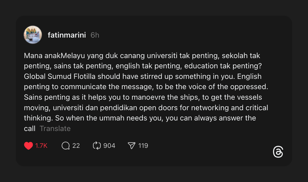 'Global Sumud Flotilla Bukti Pendidikan Sangat Penting' – Netizen Tempelak Golongan Anti Sekolah