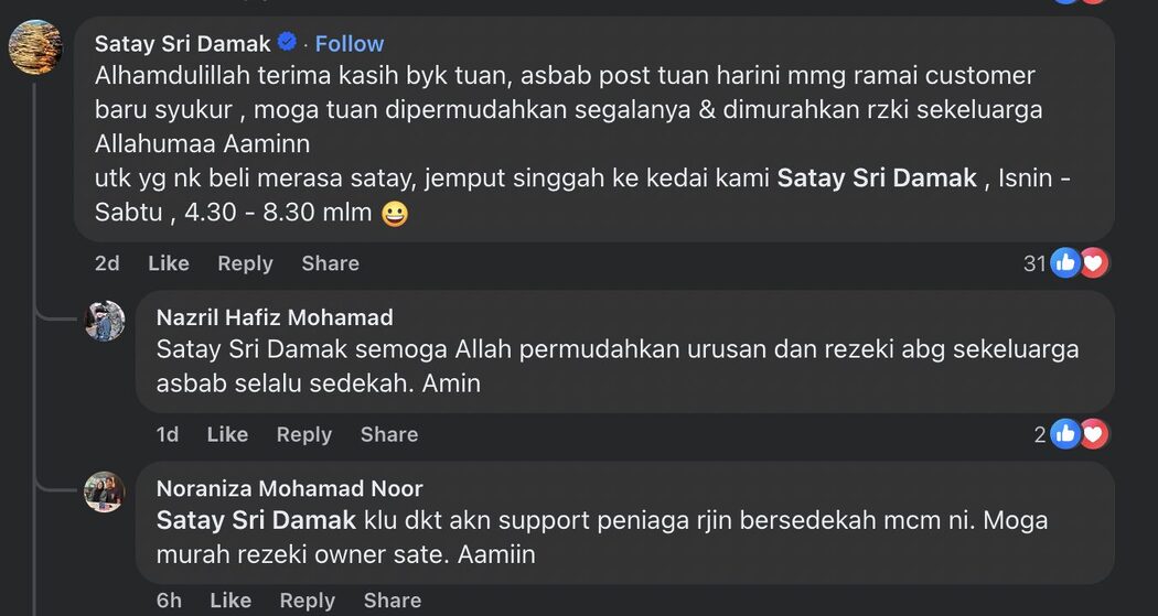 Pemilik Kedai Dipuji, Selalu Sedekah Sate Buat 'Rider' Kunyah-Kunyah Atas Motosikal