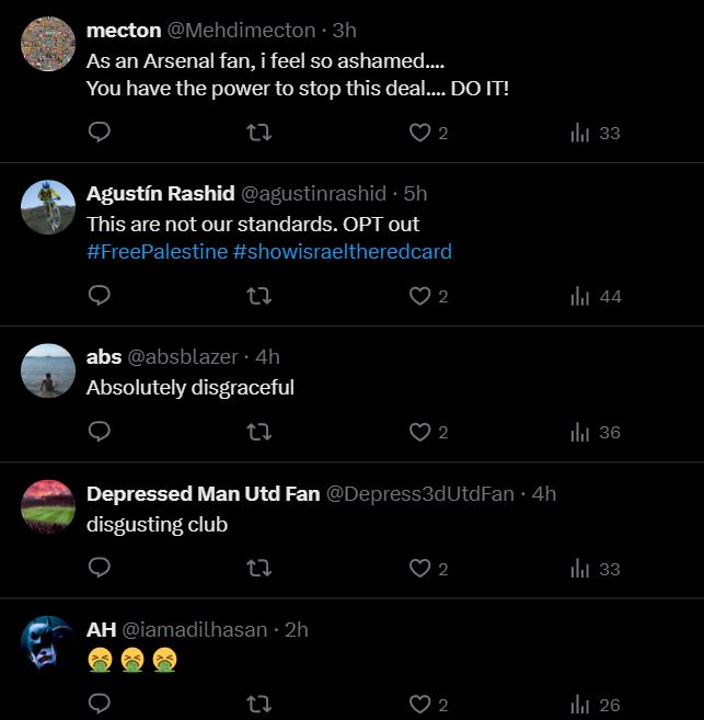 Peminat Kecewa Arsenal Jalin Kerjasama Dengan Syarikat Milik Individu Yang Sokong Negara Haram