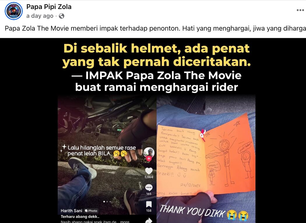 'Sekarang Dihargai Dan Selalu Dapat Tip' - Rider Akui Kesan Positif Selepas Filem Papa Zola Meletup 4 'Sekarang Dihargai Dan Selalu Dapat Tip' - Rider Akui Kesan Positif Selepas Filem Papa Zola Meletup