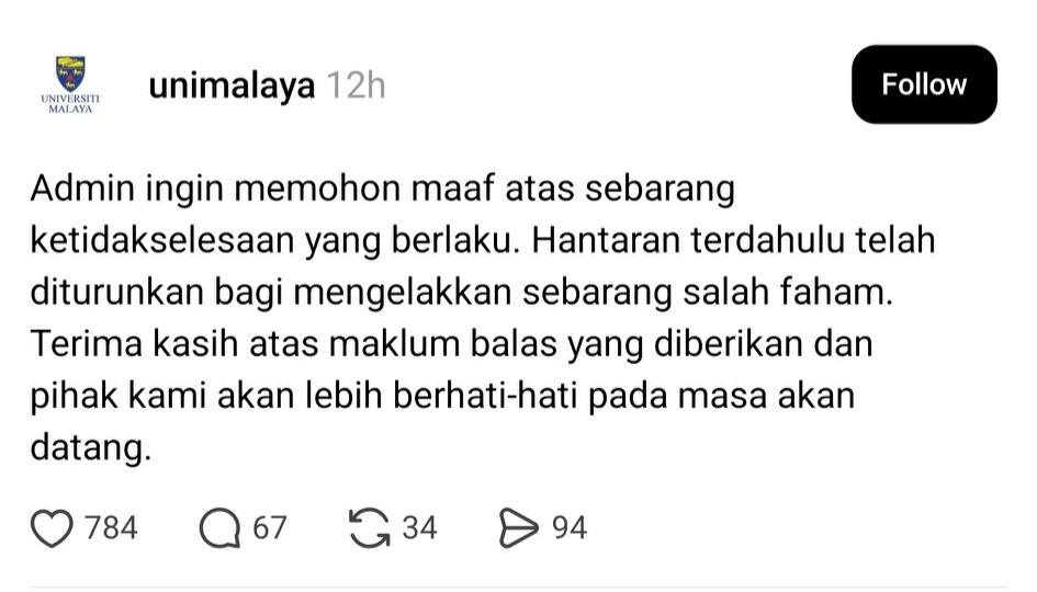 Universiti Malaya Sudah Minta Maaf Kerana Hantaran Tak Sensitif Dan Perlekeh Rakyat Kelantan 5 Universiti Malaya Sudah Minta Maaf Kerana Hantaran Tak Sensitif Dan Perlekeh Rakyat Kelantan
