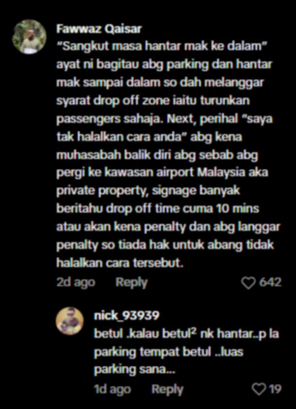 KLIA Tampil Beri Penjelasan Selepas Lelaki Ini Tak Halalkan Cara Mereka Caj RM100 Untuk 34 Minit Di Zon 'Drop Off' 7 KLIA Tampil Beri Penjelasan Selepas Lelaki Ini Tak Halalkan Cara Mereka Caj RM100 Untuk 34 Minit Di Zon 'Drop Off'