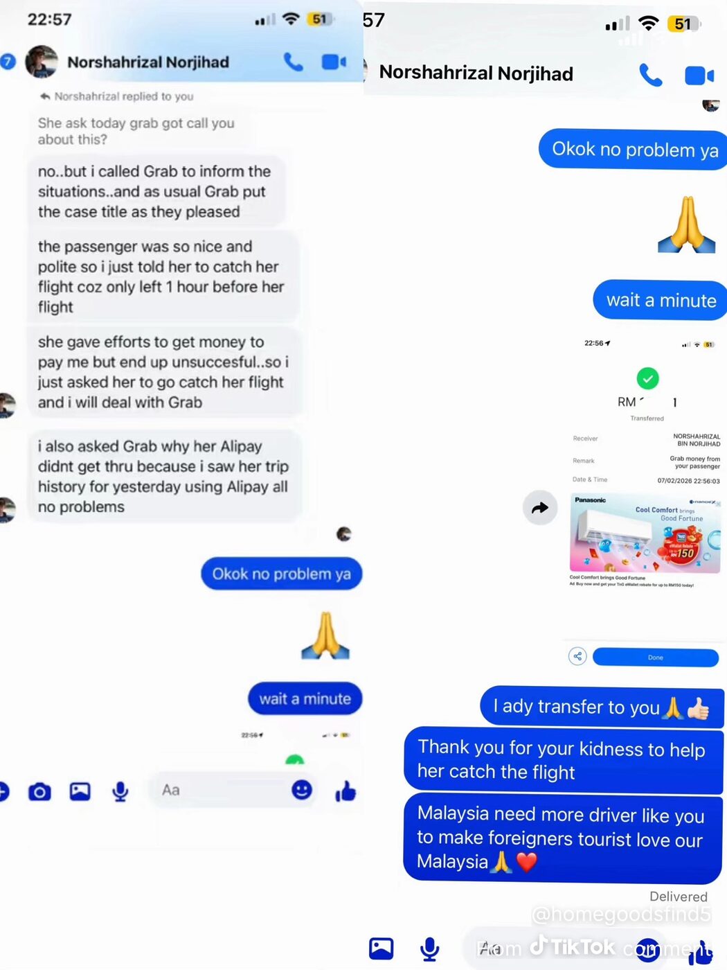 ‘Dilepaskan’ Sebab Kejar Flight, Pelancong China Gigih Cari Pemandu Grab Nak Bayar Balik