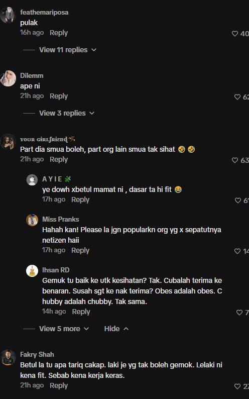 Netizen Pening Tareq Fit Pertahan Isterinya Yang Berisi: 'Saya Suka Wanita Chubby' 3 Netizen Pening Tareq Fit Pertahan Isterinya Yang Berisi: 'Saya Suka Wanita Chubby'