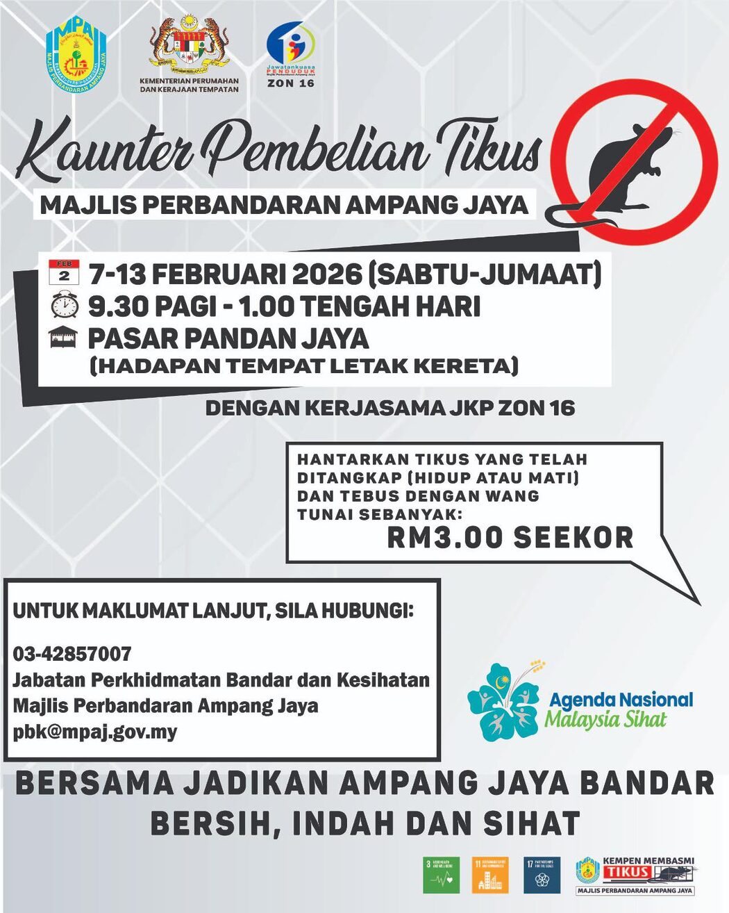 Hantar Tikus 'Hidup Atau Mati', MPAJ Bayar 'Cash' RM3 Seekor