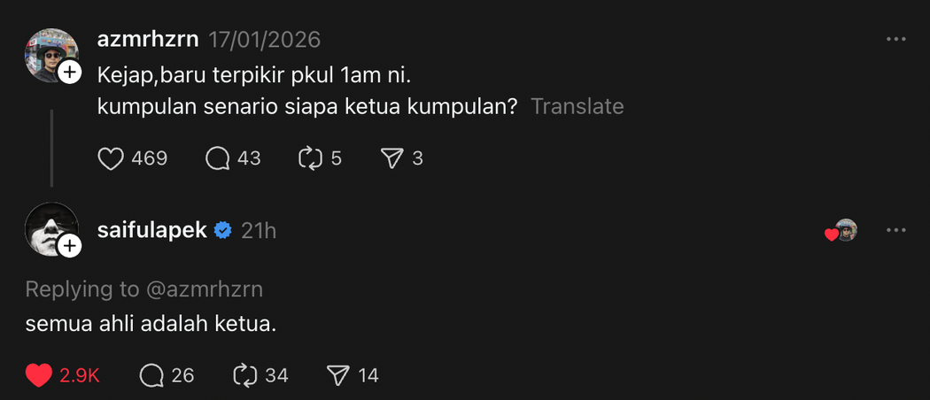 'Siapa Ketua Kumpulan Senario?' – Ini Jawapan Saiful Apek 2 'Siapa Ketua Kumpulan Senario?' – Ini Jawapan Saiful Apek