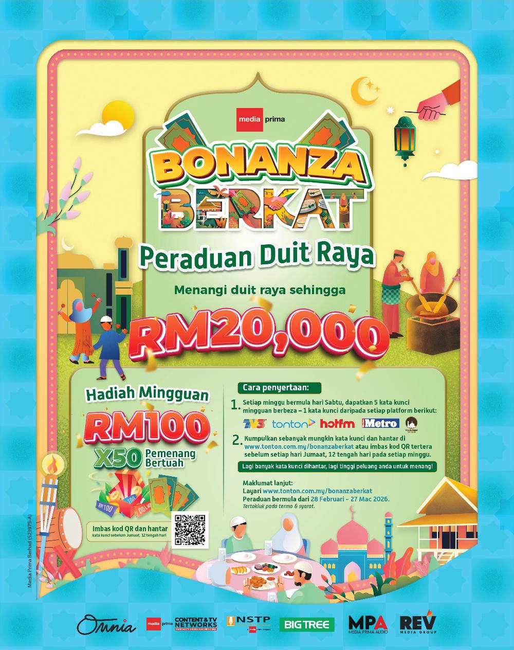 Jangan Terlepas! Media Prima Agih Duit Raya Melalui Bonanza Berkat