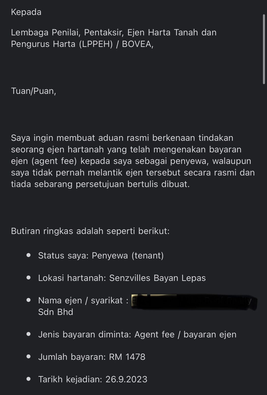 Ramai Sudah 'Kena', Penyewa Ini Buktikan Anda Boleh Tuntut Balik 'Agent Fee' RM1,400 2 Ramai Sudah 'Kena', Penyewa Ini Buktikan Anda Boleh Tuntut Balik 'Agent Fee' RM1,400