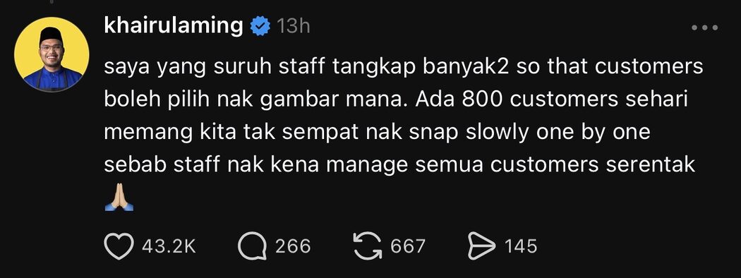 Respon Khairul Aming Ketika Staf Rembayung Dikritik Kerana Tidak Pandai Ambil Gambar 3 Khairul Aming