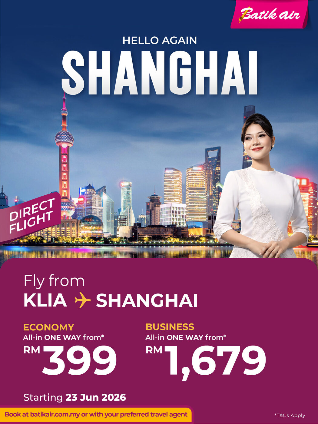 Batik Air Lancar Penerbangan Terus ke Shanghai Dan Sydney