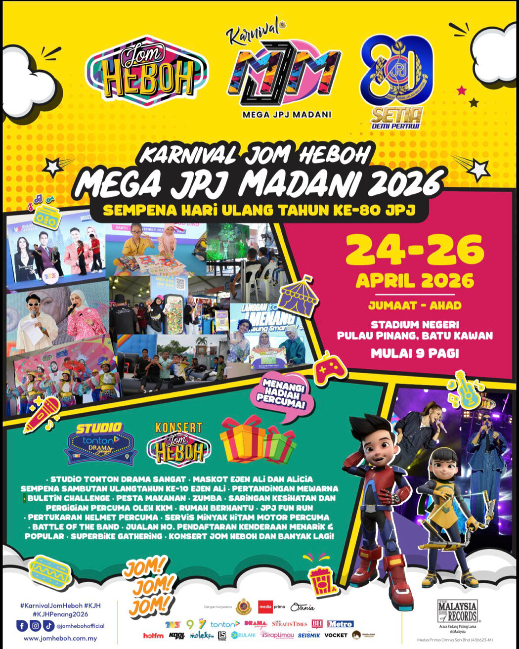 Karnival Jom Heboh x Mega JPJ MADANI 2026: Siti Nurhaliza & Awie Bakal 'Gegar' Pulau Pinang! 3 Karnival Jom Heboh x Mega JPJ MADANI 2026: Siti Nurhaliza & Awie Bakal 'Gegar' Pulau Pinang!