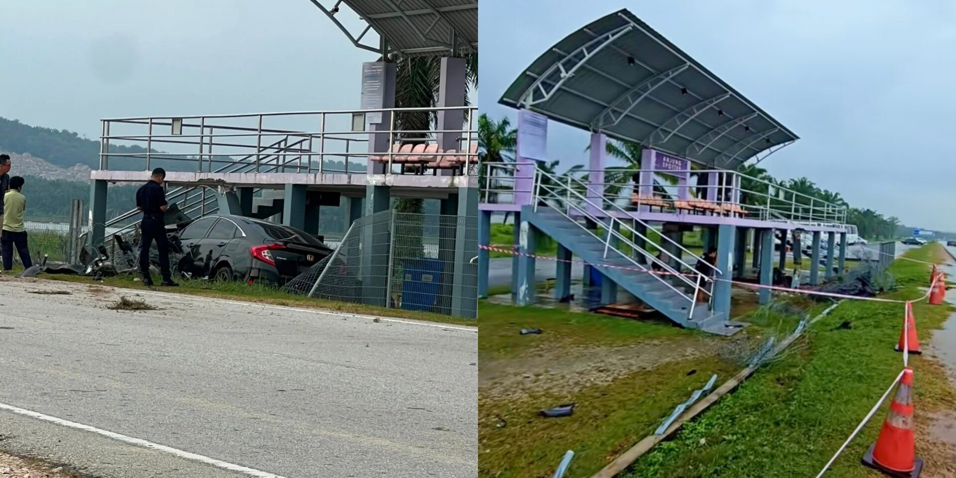 Struktur Tiang Roboh Dilanggar Honda Civic, Tempat 'Healing' Peminat Kapal Terbang Di KLIA Kini Ditutup Sementara