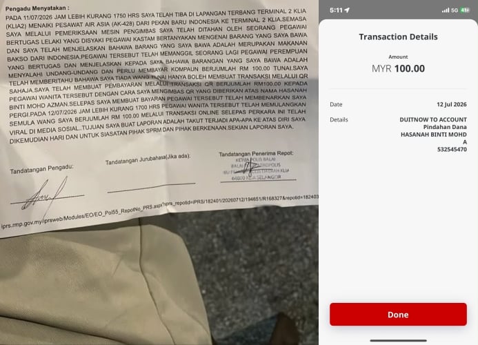 Isu 'Duit Kopi' Bakso RM100 Di KLIA: Pegawai Didakwa Rayu Padam Hantaran, Wang Dipulangkan Serta-Merta 3 Isu 'Duit Kopi' Bakso RM100 Di KLIA: Pegawai Didakwa Rayu Padam Hantaran, Wang Dipulangkan Serta-Merta