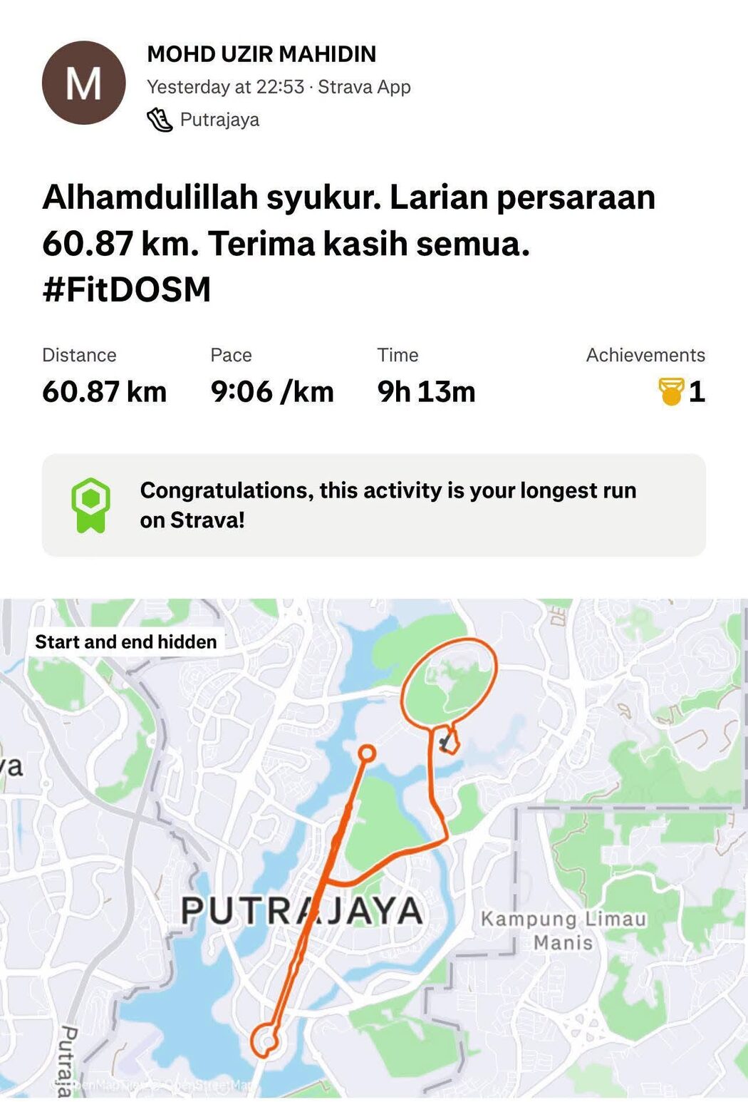 Bersara Dengan Larian Bergaya, Ini Maksud '60.87KM' Pada Strava Bekas Ketua Perangkawan Malaysia