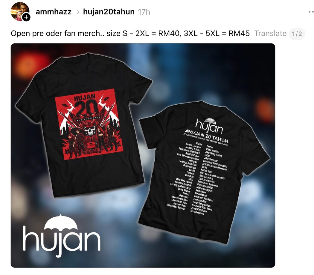 Buat Duit Atas Nama Band Hujan, Penjual Baju 'Fan Merch' Ditegur AG Coco 2 Buat Duit Atas Nama Band Hujan, Penjual Baju 'Fan Merch' Ditegur AG Coco