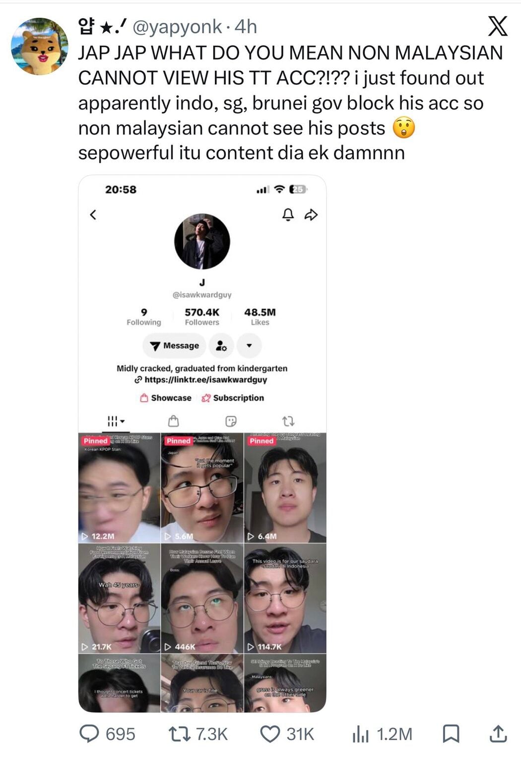 Kenapa Akaun TikTok Influencer Malaysia Ini Tiba-Tiba Kena Sekat Di 3 Negara Jiran? 2 Kenapa Akaun TikTok Influencer Malaysia Ini Tiba-Tiba Kena Sekat Di 3 Negara Jiran?