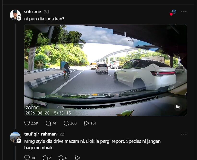 Netizen Terjumpa Pemandu Tesla Paling Bermasalah, Bukan Seorang Sahaja Pernah Terkena 5 Netizen Terjumpa Pemandu Tesla Paling Bermasalah, Bukan Seorang Sahaja Pernah Terkena
